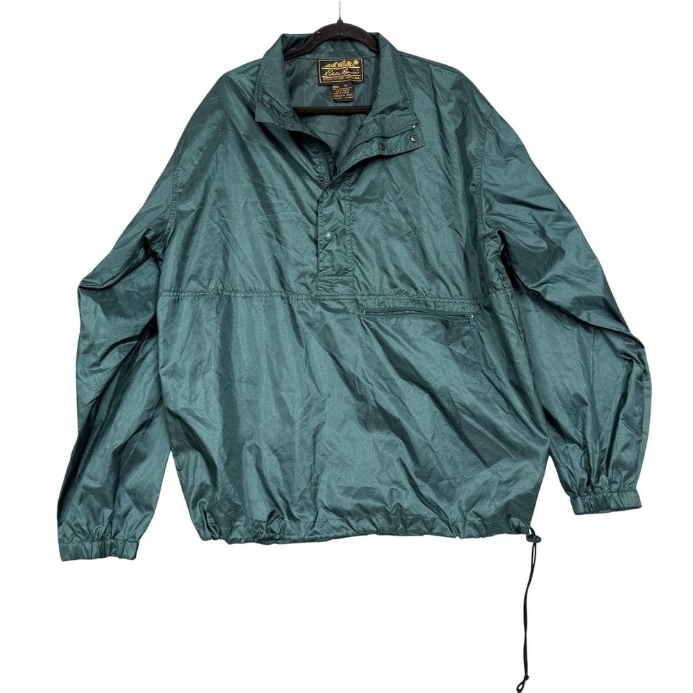 Vintage Eddie Bauer Jacket Mens Large Green Sac Shirt Nylon Windbreaker 80s 90s